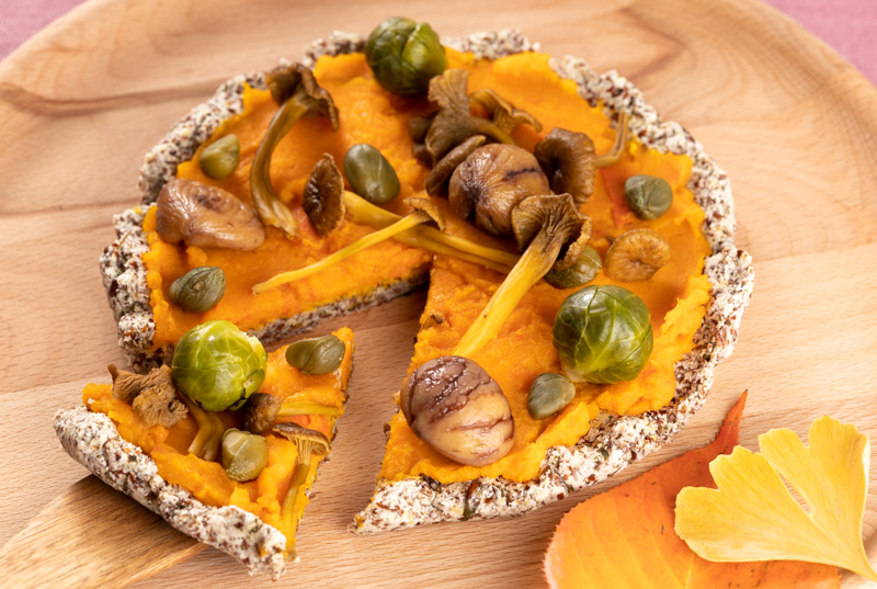 Pizza automnale à la courge et aux chanterelles